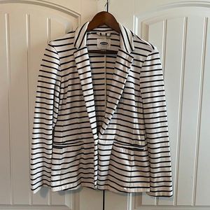 Old Navy Womens Blazer M White Cotton Academia Casual Collar Career Modest